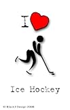 I Love Ice Hockey 3 inch x 2 inch Clear Acrylic Key Ring Keyring