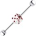 Silver 925 Red Gem Dice Industrial Barbell Earring