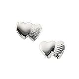 14K White Gold Double Heart Children's Earrings