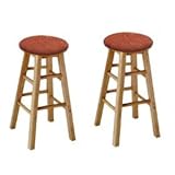 MAN CAVE 2 24" Tall Custom Specialty Natural Barstools with a Copper Glitte ....