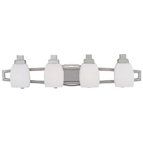 Portland - 4 Light Bathroom Vanity Lighting Fixture - Brushed Nickel - White Opal Glass -... by Artcraft