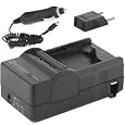 Mini Battery Charger Kit for Nikon EN-EL3a, EN-EL3e Fuji NP-150, Olympus BL-M1, BL-M5, Pentax D-LI50 Batteries - with fold-in wall plug, car & EU adapters