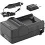 Mini Battery Charger Kit for Sony NP-F550, NP-F750, NP-F960, NP-F570, NP-F770, NP-F970, NP-FM50, NP-QM71D, NP-QM91D Batteries - with fold-in wall plug, car & EU adapters