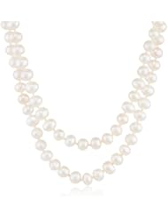 7.5-8.5mm Knotted Endless White Potato Freshwater Cultured Pearl Strand Necklace, 48"