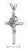 Sterling Silver Cross With Single Wrapped Rose Charm
