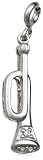 Sterling Silver Diamond Trumpet Charm