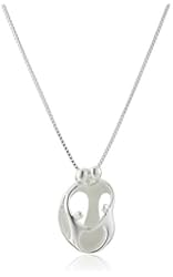 Sterling Silver Loving Family Parents with Two Children Pendant Necklace