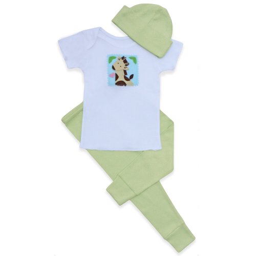 Best of Chums Linen Bag Series 3-Piece Set - Miss Giraffe, White/Cucumber/Cucumber