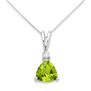 Miore - USP002P14W - Collier - Femme - Or blanc 375/1000 (9 carats) 1.15 gr - Péridot - Diamant