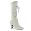 Women's Sexy White Boots White Lace Victorian Boots Mid Calf Costume Boots 2.5 Inch Heel