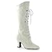 Women's Sexy White Boots White Lace Victorian Boots Mid Calf Costume Boots 2.5 Inch Heel Size: 8
