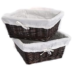 Burlington Baby Large Espresso Willow Basket Set with Liner, White