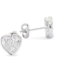 CZ by Kenneth Jay Lane "Sparkling Hearts" Rhodium-Plated Cubic Zirconia Heart-Shaped Earrings