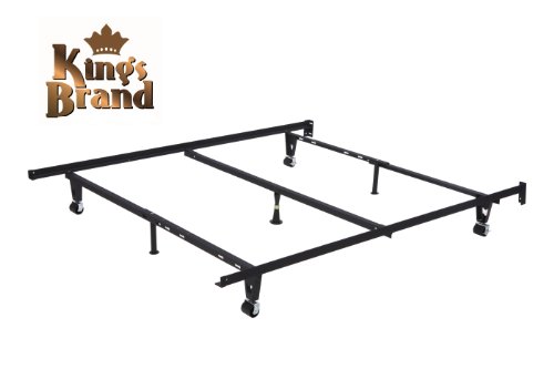 Super Strong Heavy Duty Adjustable Metal Queen, Full, Full XL, Twin, Twin XL, Bed Frame With Center Support, Rug Rollers & Locking Wheels
