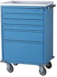 Harloff E-Series Treatment Procedure Cart, Tall, 6-Drawer, Key Lock, Light Blue