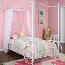 Princess Emily Canopy Twin Size Bed in Shabby Chic by Powell Company