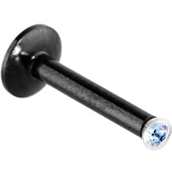 14 Gauge Black Titanium Bioplast Light Blue Gem Monroe 3/8 Inches