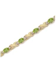 10K Yellow Gold Oval Peridot and Diamond Bracelet by Jewelry Mountain