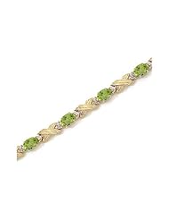 14K Yellow Gold Oval Peridot and Diamond Bracelet by Jewelry Mountain