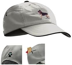 German Shepherd Khaki Baseball Cap with Embroidered and zippered pocket
