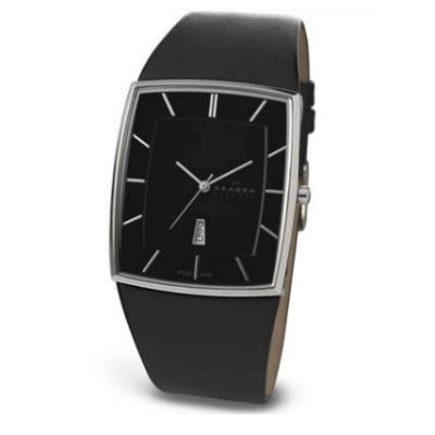 Skagen Men's 567LSLB1 Stainless Steel Big Date Leather Strap Watch