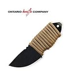 Ontario Knife Little Bird Series, Fixed Blade Knife with 1.75 Black Powder Coated Steel Blade, & Tan Cord Wrap Handle, Overall Length 4.0.