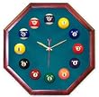 13in Octagon Billiard Clock Cherry & Std Green Mali Felt