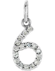 14K White Gold .07 cttw Diamond Number 6 Charm