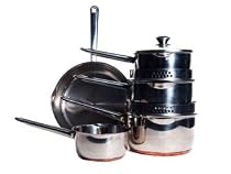 Ethos Double Pour Saucepan Set, Copper Based, Stainless Steel, 5 Piece
