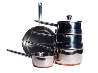 Ethos Double Pour Saucepan Set, Copper Based, Stainless Steel, 5 Piece