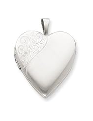 Genuine .925 Sterling Silver 20mm Polished Swirl Heart Locket. 100% Satisfaction Guaranteed.
