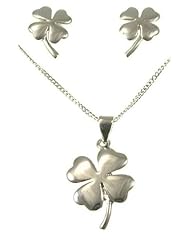 kala-isjewels Ladies - 925 Sterling Silver " Four-leaf clover" Pendant (1.18" ) , Earrings and Chain ( 17.71" )