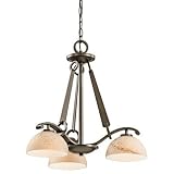 Kichler Lighting 42353SWZ Garland 3-Light Chandelette, Shadow Bronze with Umber Shadow Swirl Glass