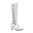 3 Inch Knee High Go Go Boots Patent Chunky Heel Halloween Boots Side Lace Black White