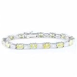 Sterling Silver Light Yellow and Simulated Diamond CZ Bracelet.