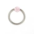 STAINLESS STEEL HOOPS WITH BALL PINK WITH GLITTER Gauge: 16, Ball Size: 3mm, Length: 6mm Sold as a Pair