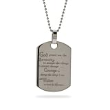 Eve's Addiction Stainless Steel Serenity Prayer Engravable Dog Tag Pendant