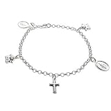 Eve's Addiction Sterling Silver Religious Charm Bracelet