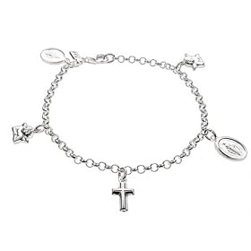 Eve's Addiction Sterling Silver Religious Charm Bracelet