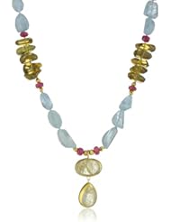 Nava Zahavi Multi-Stone Handmade 24K Gold Pendant Necklace