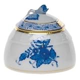 IMAGE OF Herend Chinese Bouquet Blue Honey Pot With Rose Lid