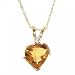 Citrine & Diamond Heart Pendant & Necklace Set in Yellow Gold