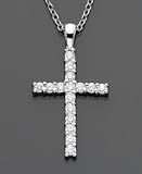 18k White Gold Certified Colorless Diamond Cross Pendant (1/2 ct. tw.)