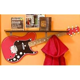 GUITAR Red SHELF Music Room Decor thought Coat Rack NEW