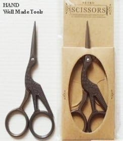 Classic Large Forged Stork Embroidery Scissors, Antique Finish 4.6"