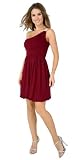 Fancy Grecian Inspired Petite One-Shoulder Bubble Dress with Vintage-Like Rhinestone Accent from Hot Fash Dresses - APOLLONIA Wine