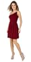 Fancy Grecian Inspired Petite One-Shoulder Bubble Dress with Vintage-Like Rhinestone Accent from Hot Fash Dresses - APOLLONIA Wine