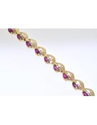 14K Yellow Gold Diamond/Ruby Bracelet