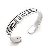 Mens Sterling Silver Greek Key Pattern Cuff Bracelet