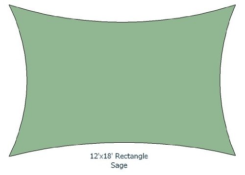12x18 Sage Color Rectangle Premium Quality Sun Shade Sail Made in USA